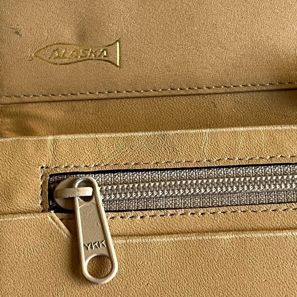 Vintage Wallet Trifold Wallet Genuine Salmon Leather Long Wallet Clutch - Picture 9 of 13